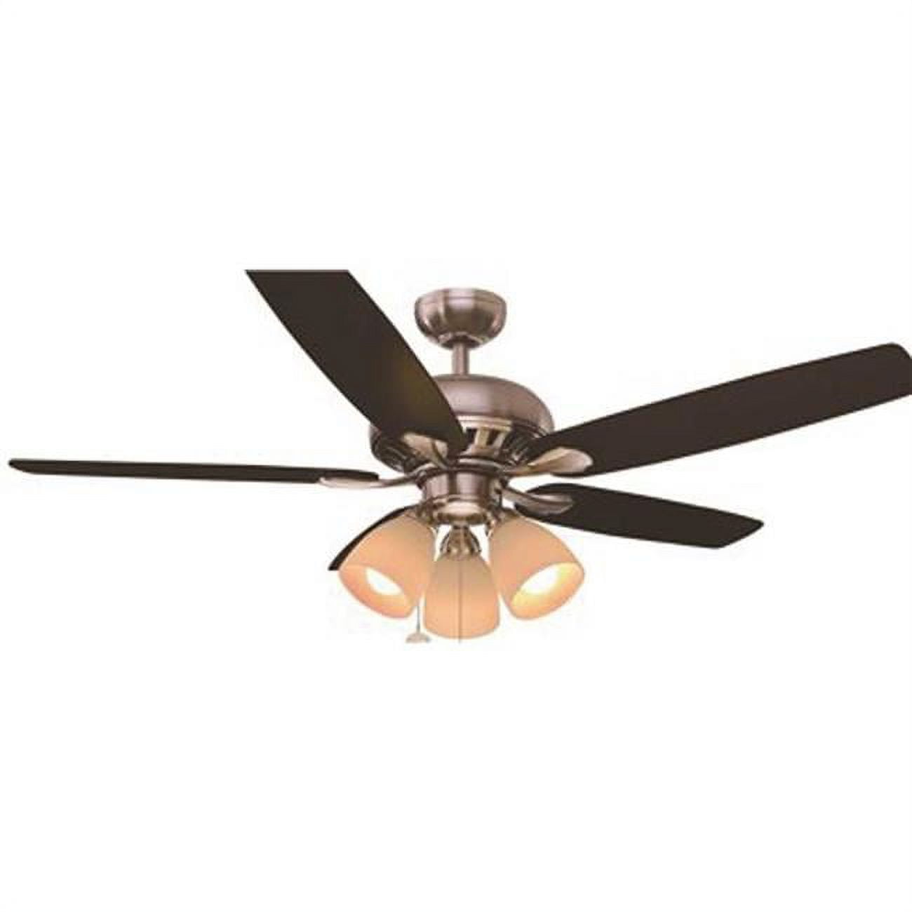 52" Brushed Nickel Ceiling Fan with Matte Black and Walnut Blades
