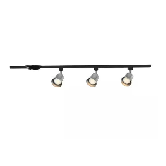 Open Box Hampton Bay 4 ft. Brushed Nickel Integrated LED Ceiling Mount Direct wire Track Lighting Kit with Flared Linear Track Head 3-Light