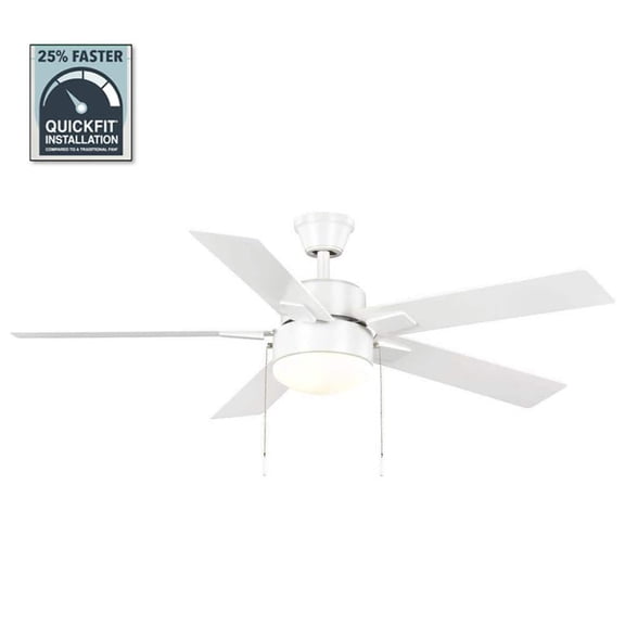 Hampton Bay 52 in. Corwin Indoor/Outdoor Matte White LED Ceiling Fan with Light Kit