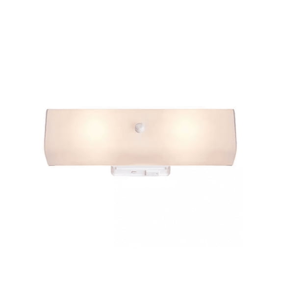 Hampton Bay Adeliade 14 in. 2-Light White Bath Vanity Light with Glass Shade
