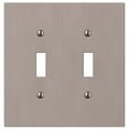 thumbnail image 1 of Hampton Bay Barnard 2 Gang Toggle Metal Wall Plate - Brushed Nickel, 1 of 3