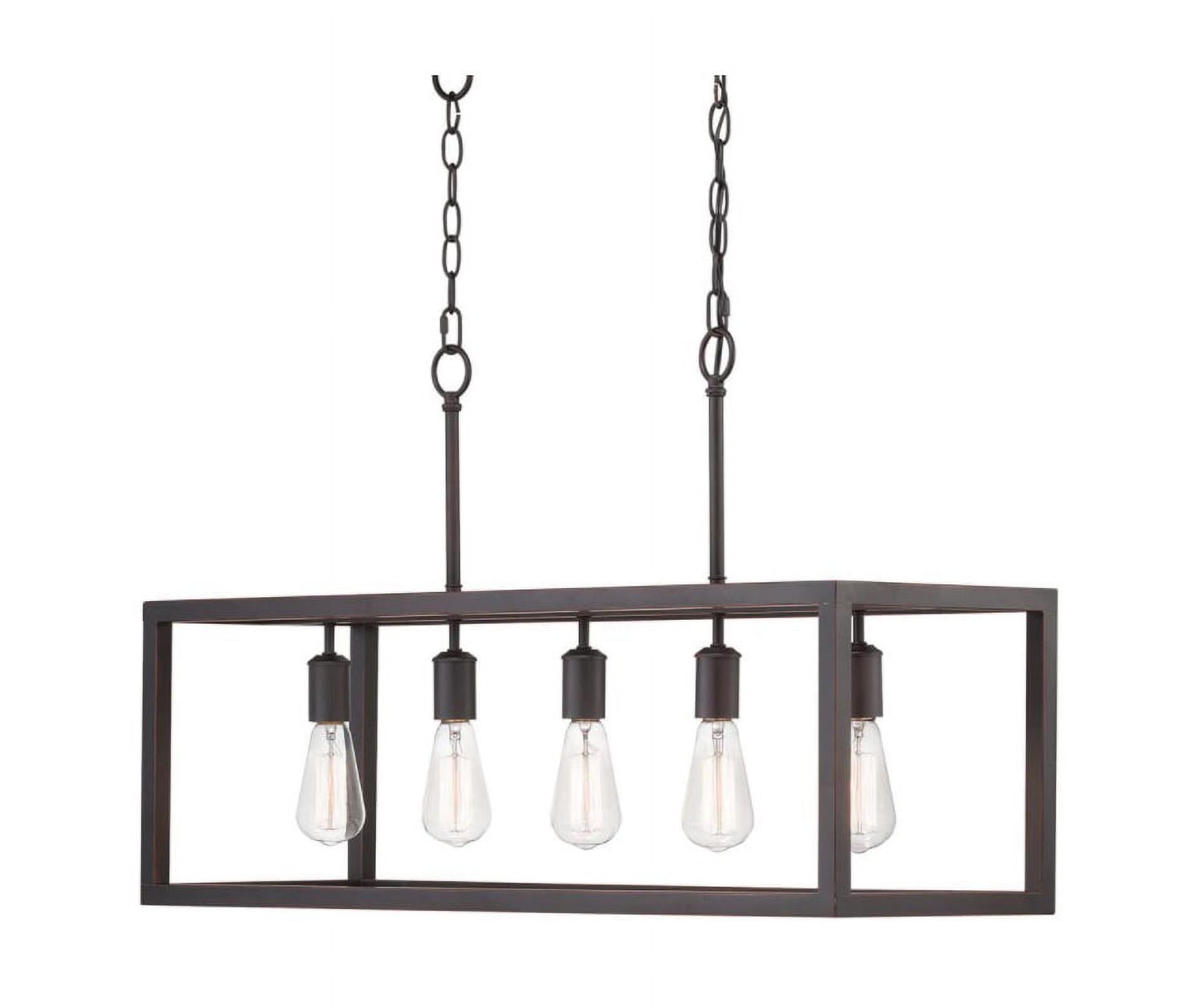 Hampton Bay Boswell Quarter 5-Light Black Industrial Linear Island Hanging Chandelier for Kitchen Islands and Dining - image 1 of 6