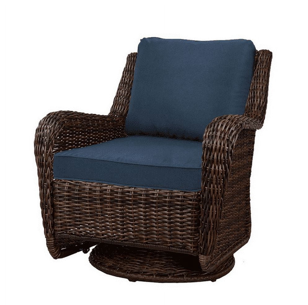 Hampton Bay Cambridge All Weather Steel Outdoor Rocking Chair with Cushions, Brown