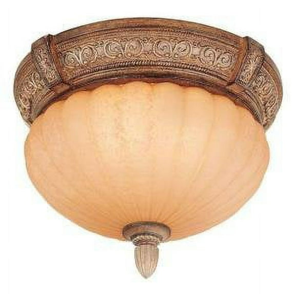 Hampton Bay Chateau Deville Collection 2-Light Deville Walnut Flush-Mount