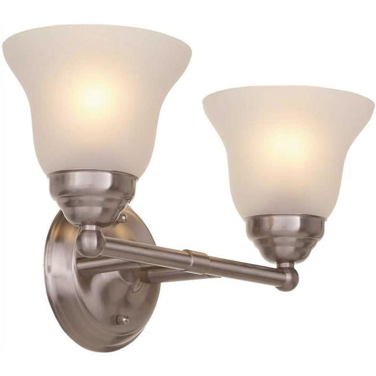 Hampton Bay EGM1392A-3-BN Ashhurst 2-Light Vanity with Frosted Glass Shades, Brushed Nickel