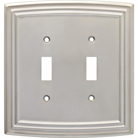 Hampton Bay Emery Decorative Double Light Switch Cover, Satin Nickel - New