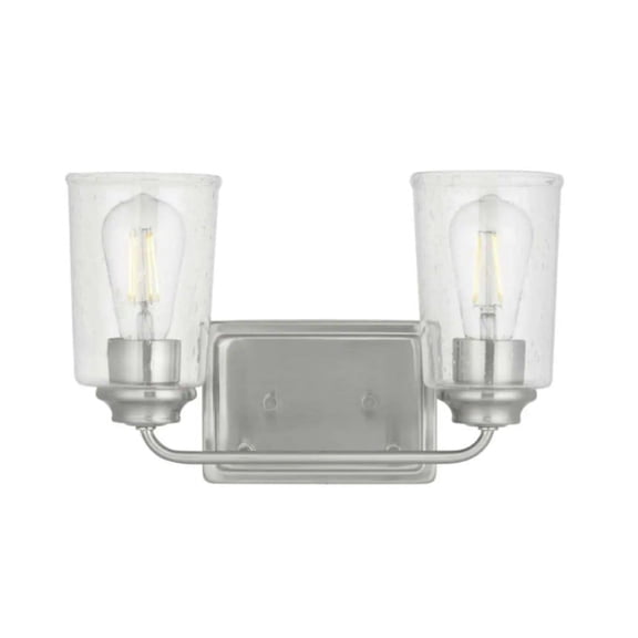Hampton Bay Evangeline 2-Light Brushed Nickel Vanity Lights with Seeded Glass Shades