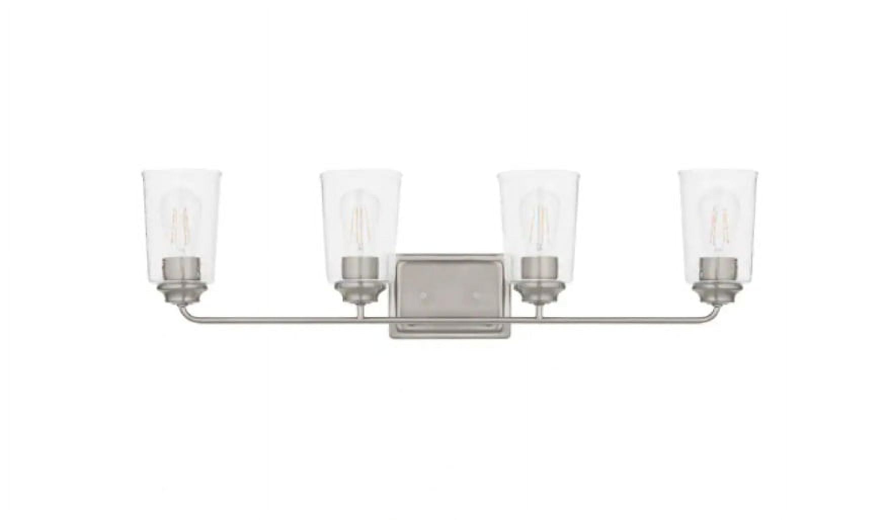 Evangeline 32" Brushed Nickel Vanity Light with Clear Glass Shades