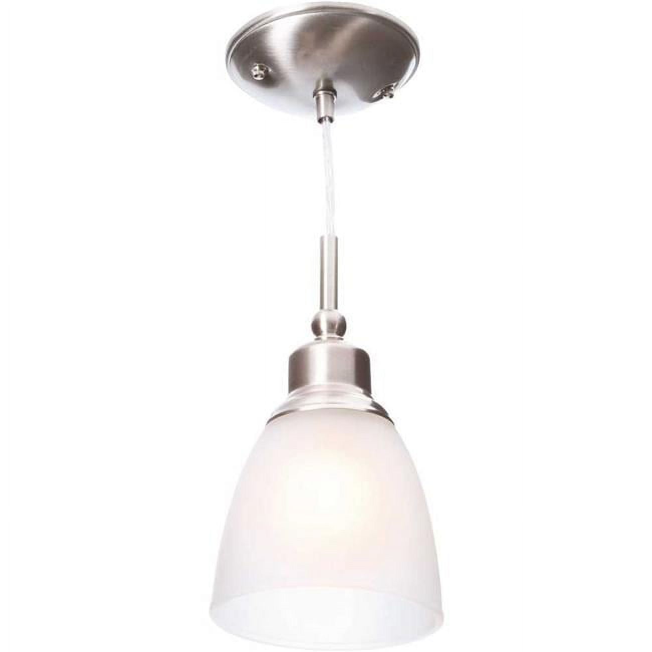 Hampton Bay Riverbrook 1Light Brushed Nickel Mini Pendant with Frosted