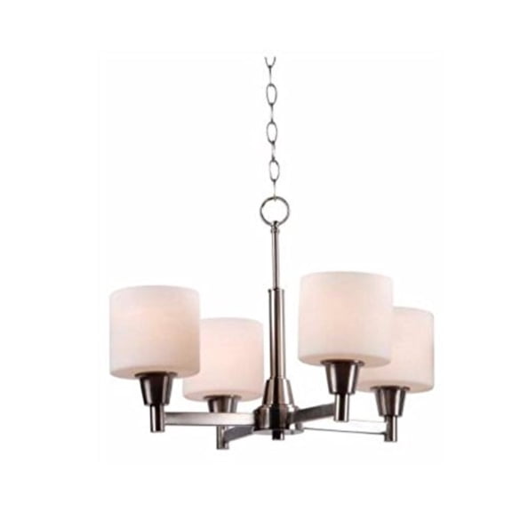 Hampton Bay Oron 4-Light Brushed Nickel Reversible Chandelier with White Glass Shades