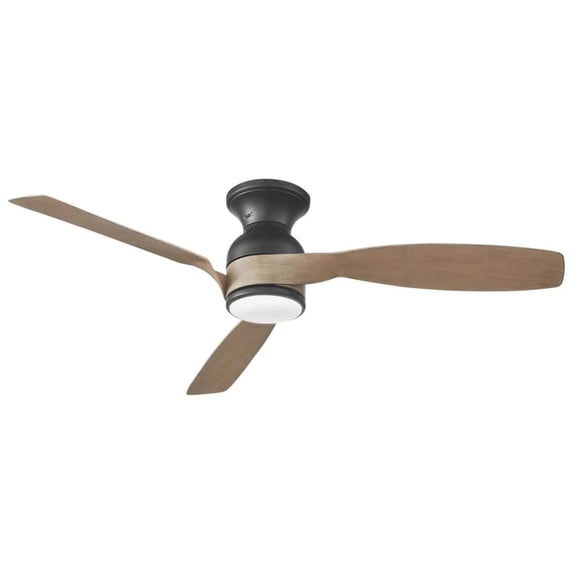 Hampton Bay Halwin 52in Matte Black LED Indoor Outdoor Ceiling Fan with Remote Control