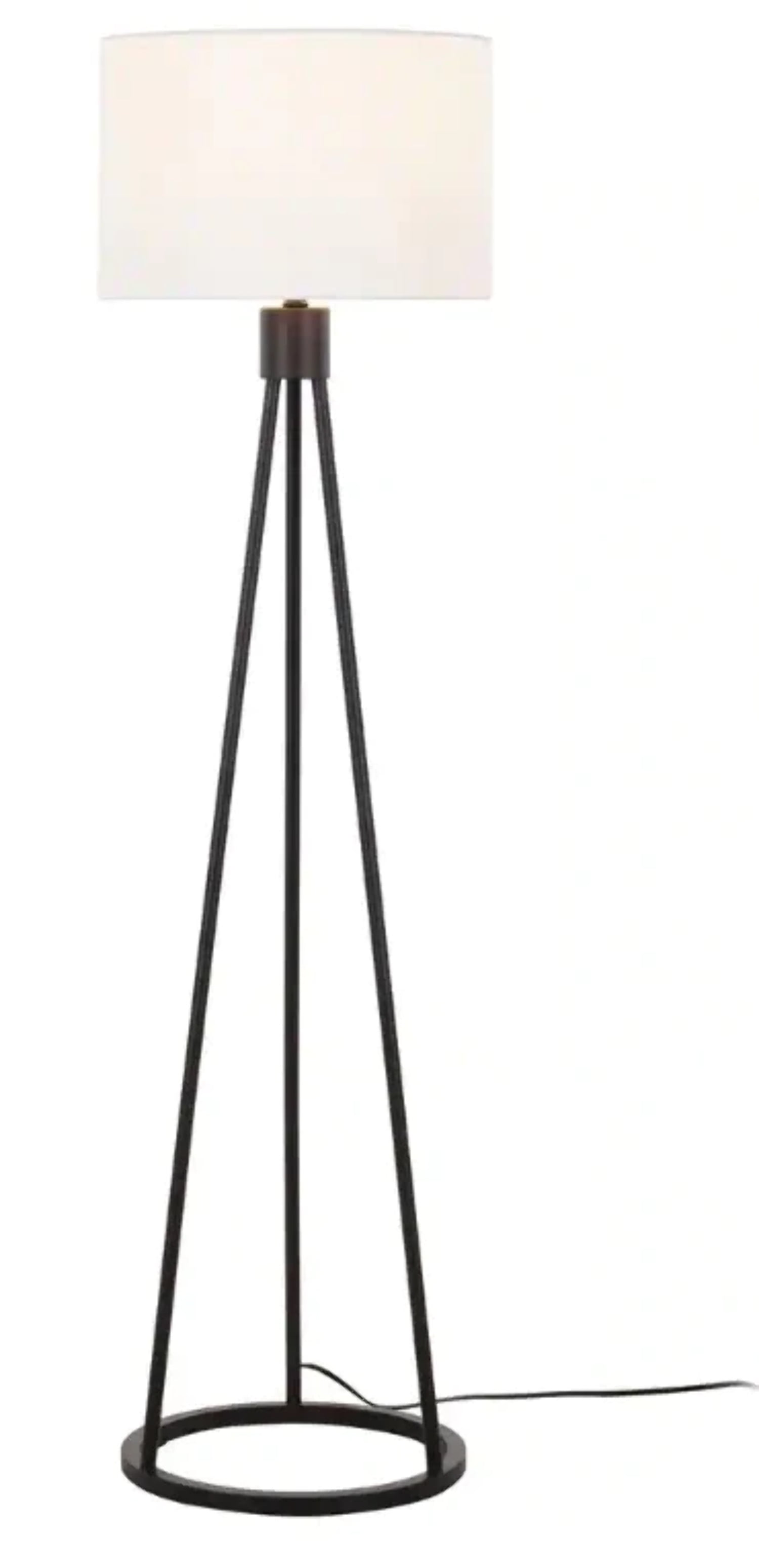 Hampton Bay Higgins 56.25 in. Black Tripod Floor Lamp with Round Base