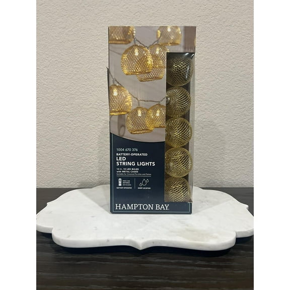 Hampton Bay Indoor 12 ft. Battery Operated Metal Integrated LED String Lights (10-Light)