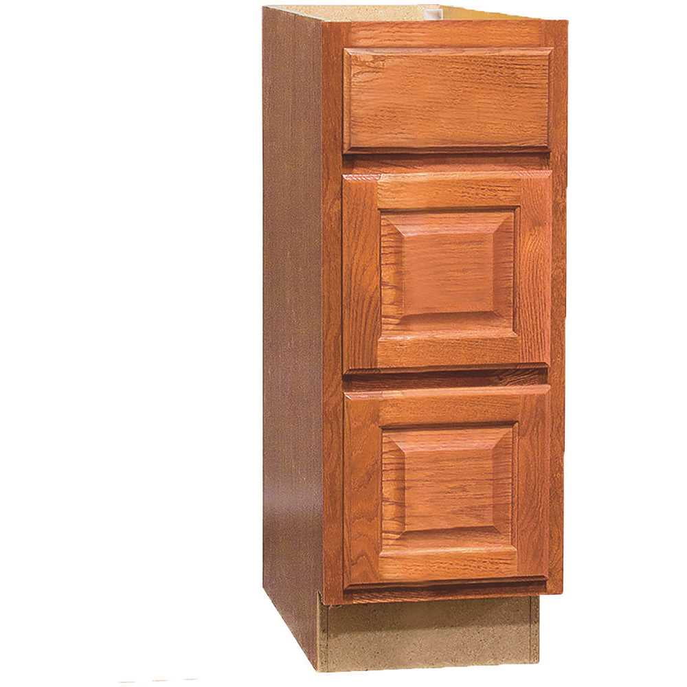 Medium Oak 3-Drawer Bathroom Vanity Base Cabinet