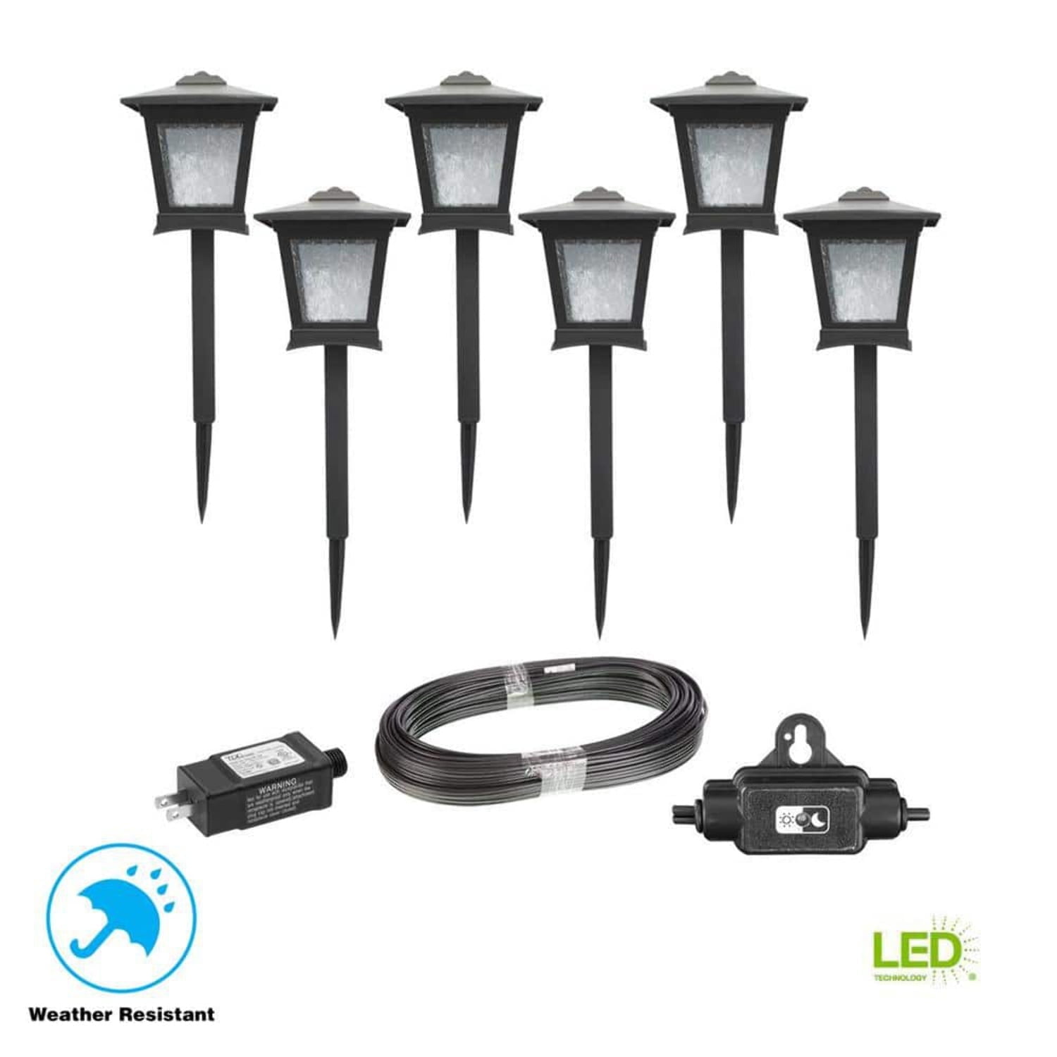 Hampton Bay Miramar by Sterno Paradise - 28 Lumen Low Voltage Black Integrated LED Outdoor Landscape Path Light Kit (6-Pack)