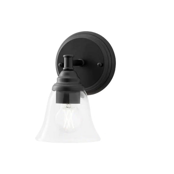 Hampton Bay Marsden 5.5 in. Matte Black Transitional Wall Mount Sconce Light