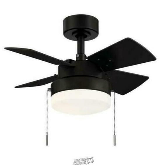 Hampton Bay Metarie II 24 in. Indoor Matte Black Ceiling Fan with Light