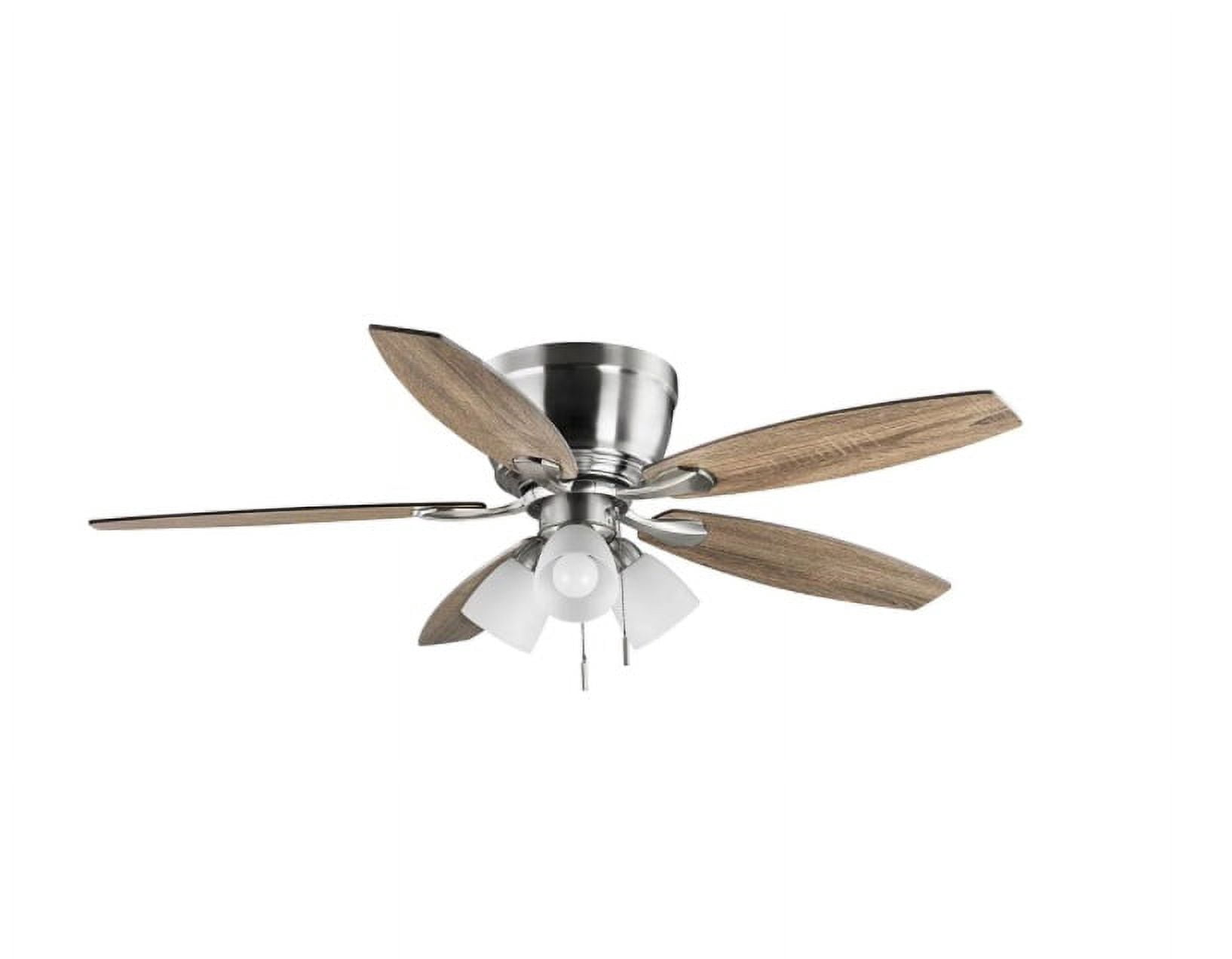 Hampton Bay Sidlow 52" Indoor LED Brushed Nickel Hugger Dry Rated Ceiling Fan