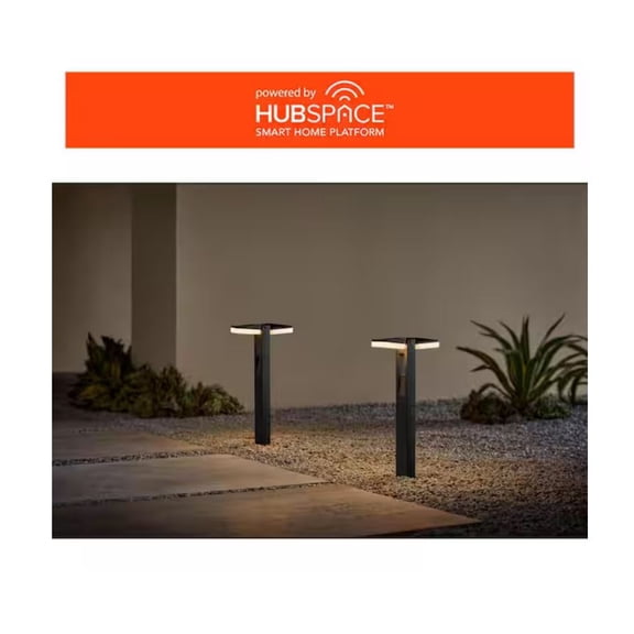 Hampton Bay Smart Low Voltage Black Plug-in Integrated LED RGB Landscape Light Kit with Transformer Powered by Hubspace 2-Pack