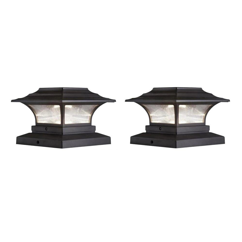 Solar 4 in. x 4 in. Bronze Outdoor Integrated LED Deck Post Light with 6 in. x 6 in. Adapter (2-Pack) Solar 4 in. x 4 in. Bronze Outdoor Integrated LED Deck Post Light with 6 in. x 6 in. Adapter (2-Pack)