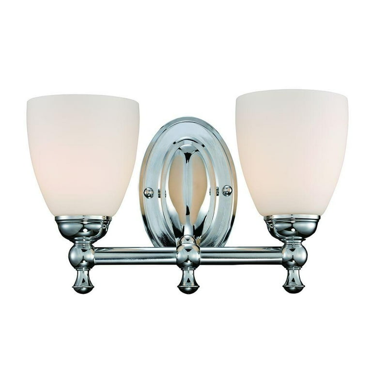 Solomone 3-Light Polished Chrome Vanity Light with Opal Glass Shades Solomone 3-Light Polished Chrome Vanity Light with Opal Glass Shades