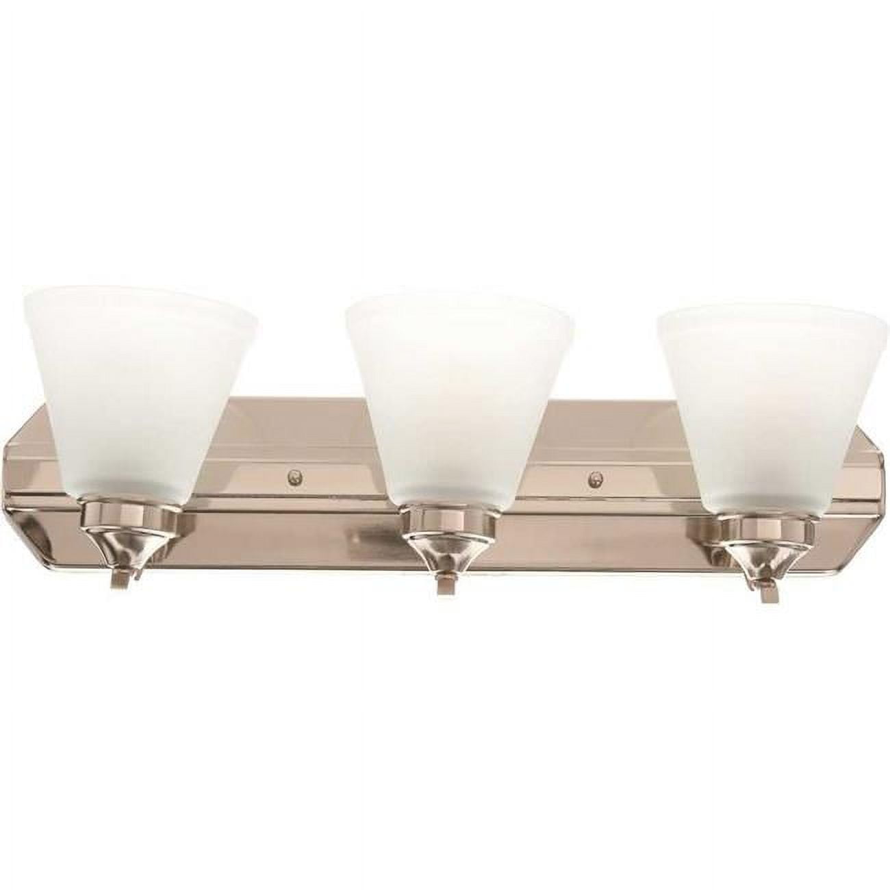 Brushed Nickel 3-Light Vanity with Frosted Glass Shades