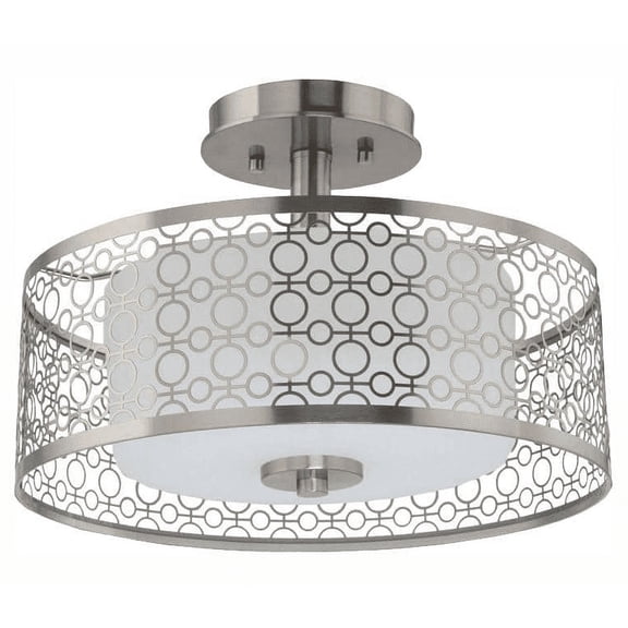 Open Box Hampton Bay Toberon 14" Light Brushed Nickel Flush Mount Light with Etched Parchment Glass Shade
