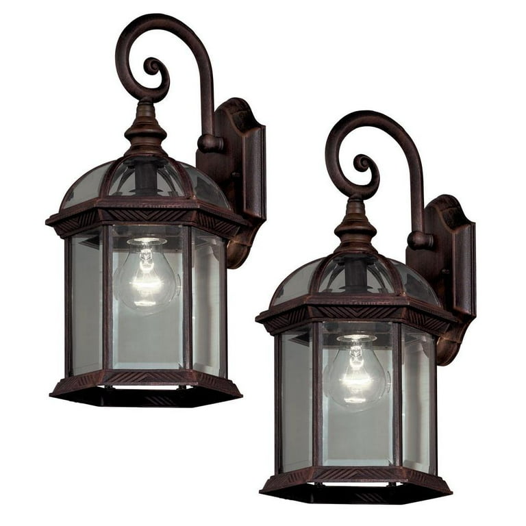 Twin Pack 1-Light Weathered Bronze Outdoor Wall Lantern Sconce Twin Pack 1-Light Weathered Bronze Outdoor Wall Lantern Sconce