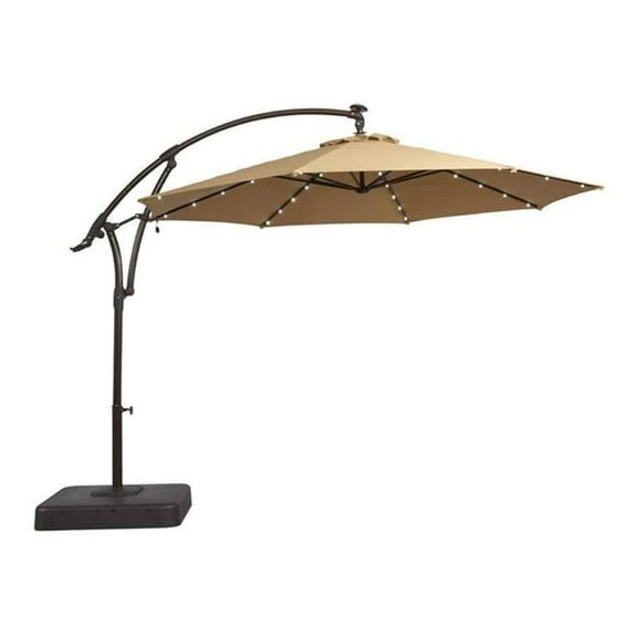 Hampton Bay Umbrella Replacement Canopy - YJAF-052 - Beige - LED Solar Offset Patio Umbrella Top Cover - UV Water Resistant CPAI-84 Fire Retardant