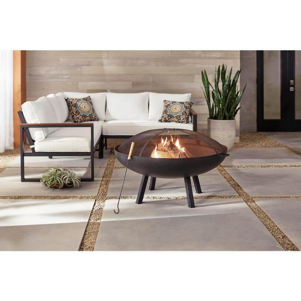 Hampton Bay Windgate 40 in. Dia. Round Steel Wood Burning Fire Pit with  Spark Guard - Walmart.com, image size:1000x1000
