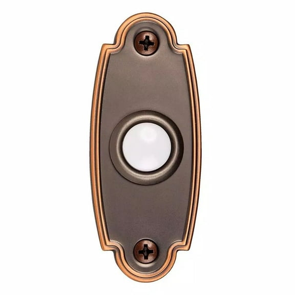Hampton Bay Wired LED Lighted Door Bell Push Button Mediterranean Bronze Metal