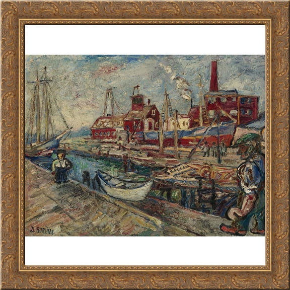 Hampton Bays 20x20 Gold Ornate Wood Framed Canvas Art by David Burliuk