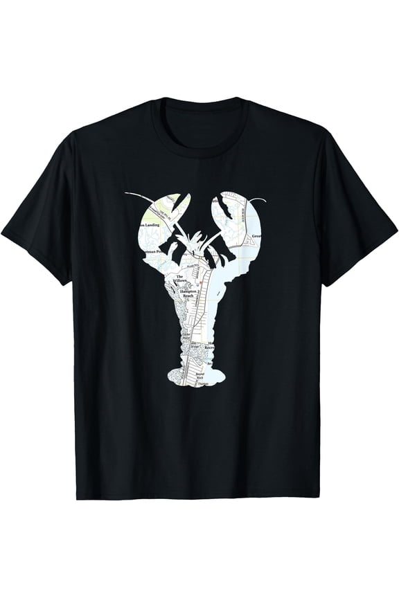 Hampton Beach NH Lobster Map Silhouette T-Shirt
