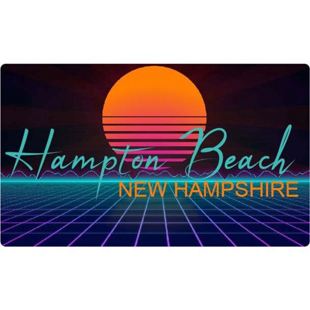 Hampton Beach New Hampshire 4 X 2.25-Inch Vinyl Decal Stiker Retro Neon Design