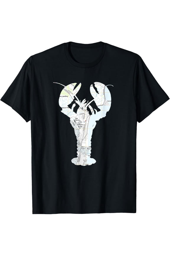 Hampton Beach New Hampshire Lobster Map Silhouette T-Shirt All Size S-5XL