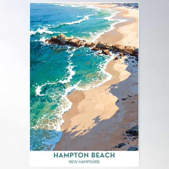 Hampton Beach, New Hampshire Poster Wall Art, Modern Wall Decor For Living Room Bedroom, 8x12 UNFRAMED