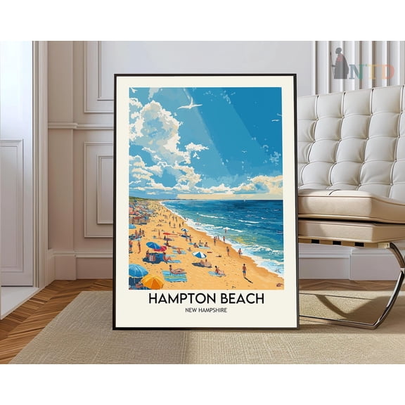 Hampton Beach New Hampshire Travel Poster Wall Art, Unframed Paper Poster 11x14in