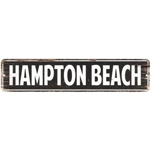 Hampton Beach Vintage Look Gift Metal Sign Chic 4x18 204180008207