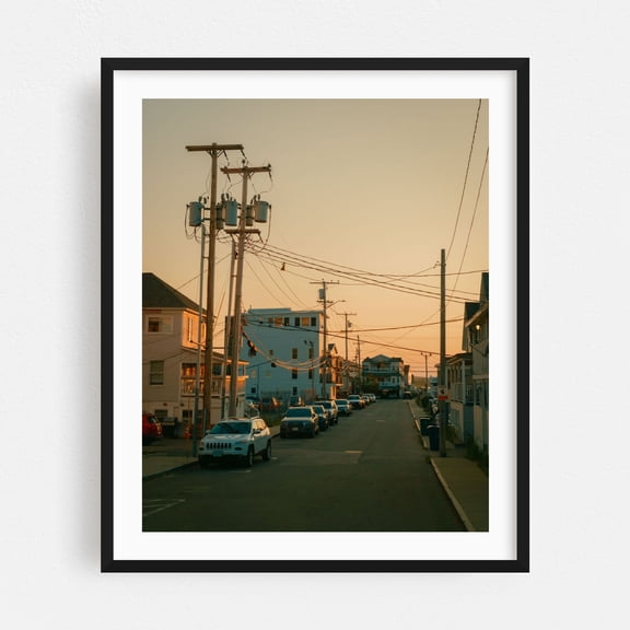 Hampton Beach at Sunset - Hampton New Hampshire Photography Black Framed Wall Art Print 16 x 20 inches