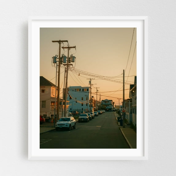 Hampton Beach at Sunset - Hampton New Hampshire Photography White Framed Wall Art Print 30 x 40 inches