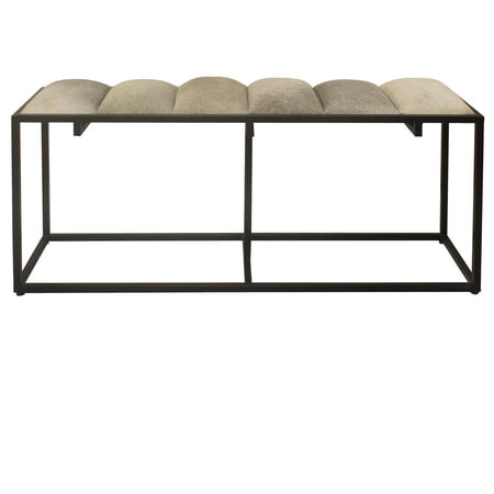 Hampton Black Metal and Cowhide Bench Metal Black