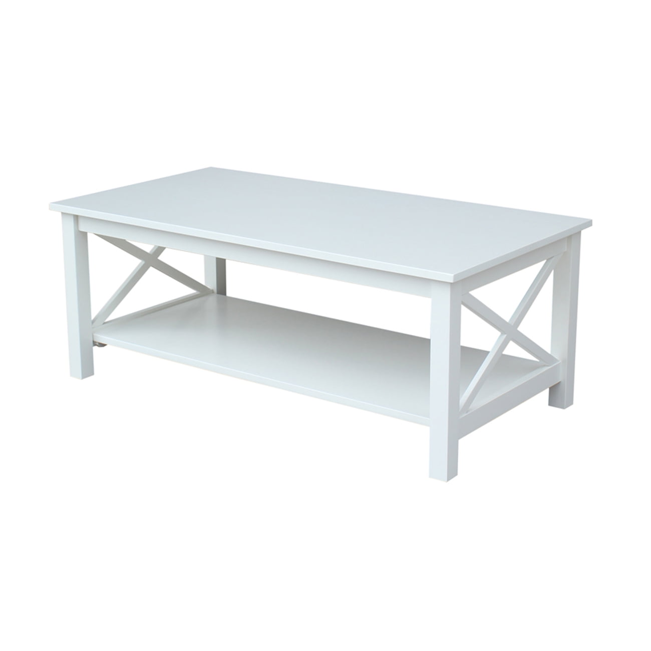 Hampton 46" White Solid Wood Rectangular Coffee Table