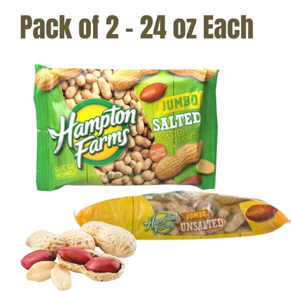 Hampton Farms Roasted In-Shell Salted Peanuts (2 Pack) – 24 oz Bags ...