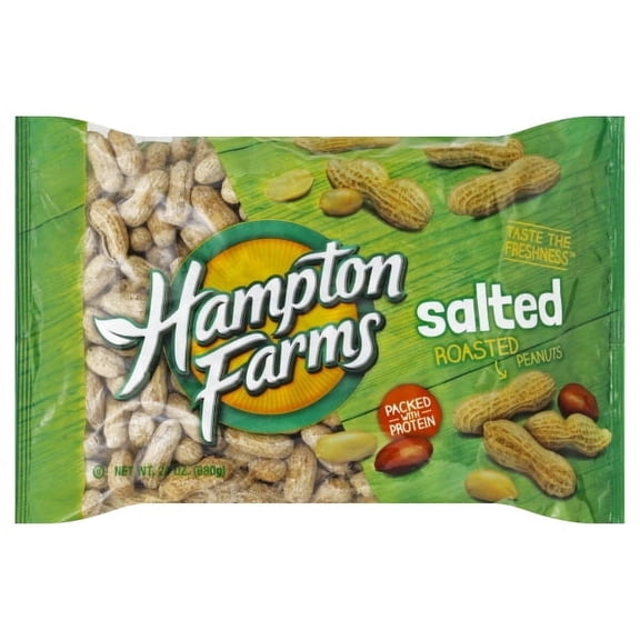 Hampton Farms Roasted Salted Peanuts 24 oz Bag - Gluten Free and Cholesterol Free