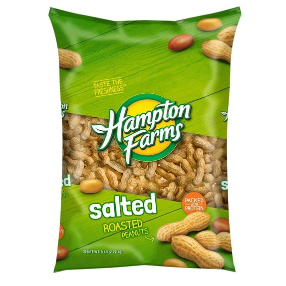 Hampton Farms Salted Roasted In-Shell Peanuts, 5 lbs. Bags (Pack of 2)