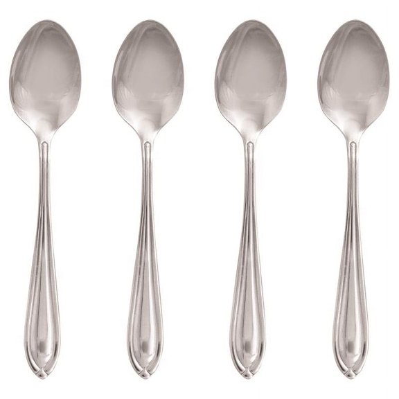 Hampton Forge 6068043 Stainless Steel Casual Teaspoon Set, Silver - 4 Piece
