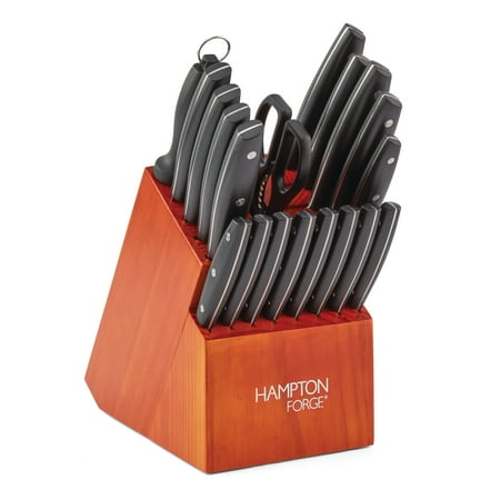 Hampton Forge Atlantis 20-Piece Stainless Steel Kitchen Knife Block Set, Silver