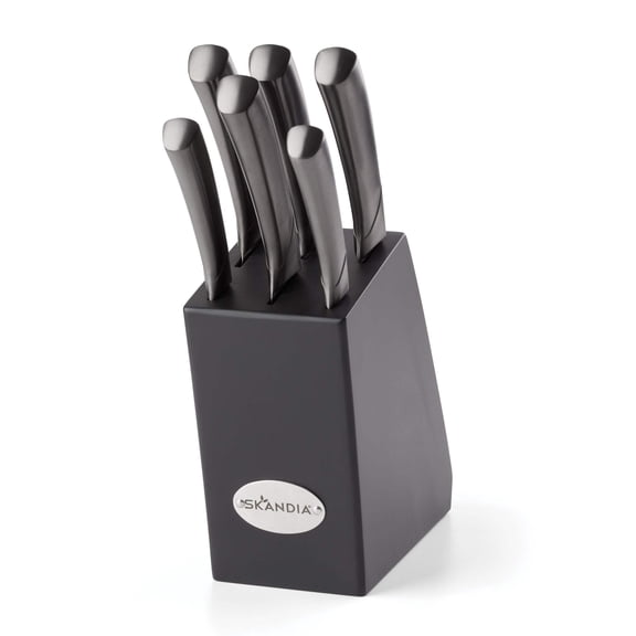 Hampton Forge Beck 7-Piece Block Set with Gun Mtl PVD Knives