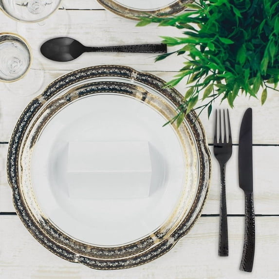 Hampton Forge Paris Hammered , Stainless Steel, 20-Piece Flatware Set, Gunmetal