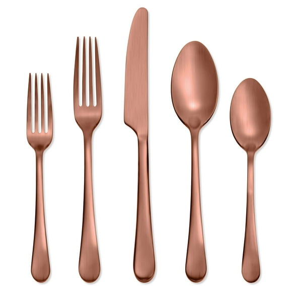 Hampton Forge Skandia Mirabella Satin Flatware Set, 20 Piece, Copper Y101